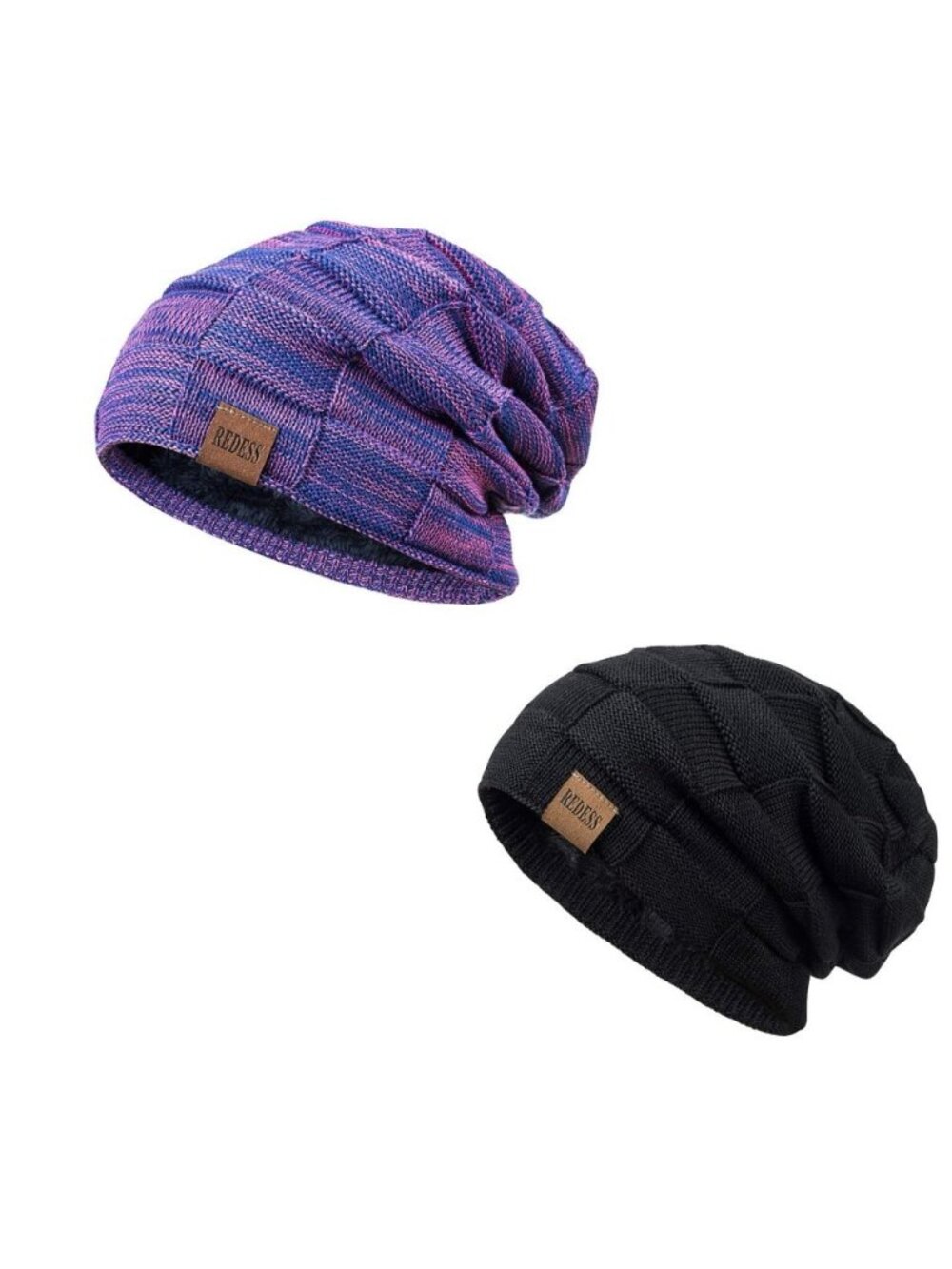 REDESS Beanie Hat Bundle Of 2 for Men and Women Winter Warm Hats Knit Slouchy